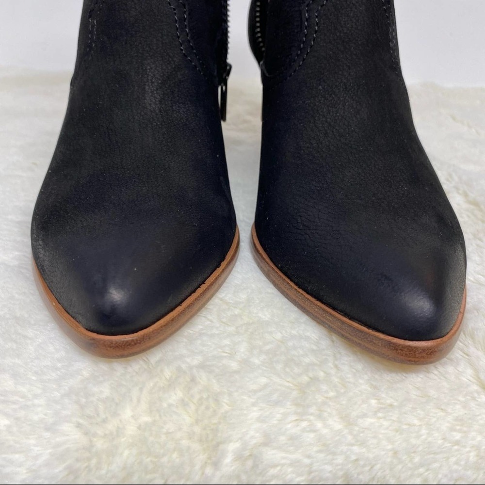 Frye Rory Booties Black Leather Zip Side 3" Wooden Heel NEW Size 9 & 10 - Picture 4 of 11